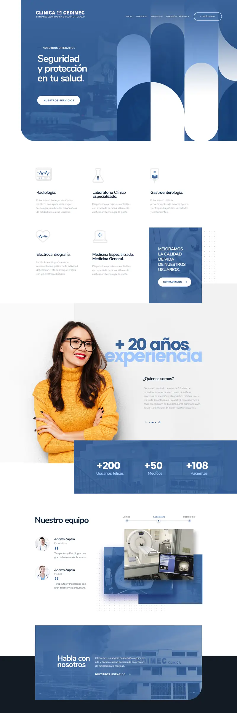 Diseño web completo de Cedimec, centro médico de diagnóstico