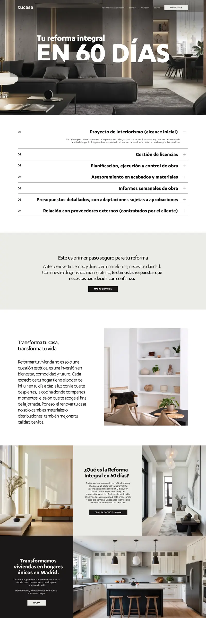 Diseño web de Tu Casa, estudio de reformas integrales en 60 días en Madrid