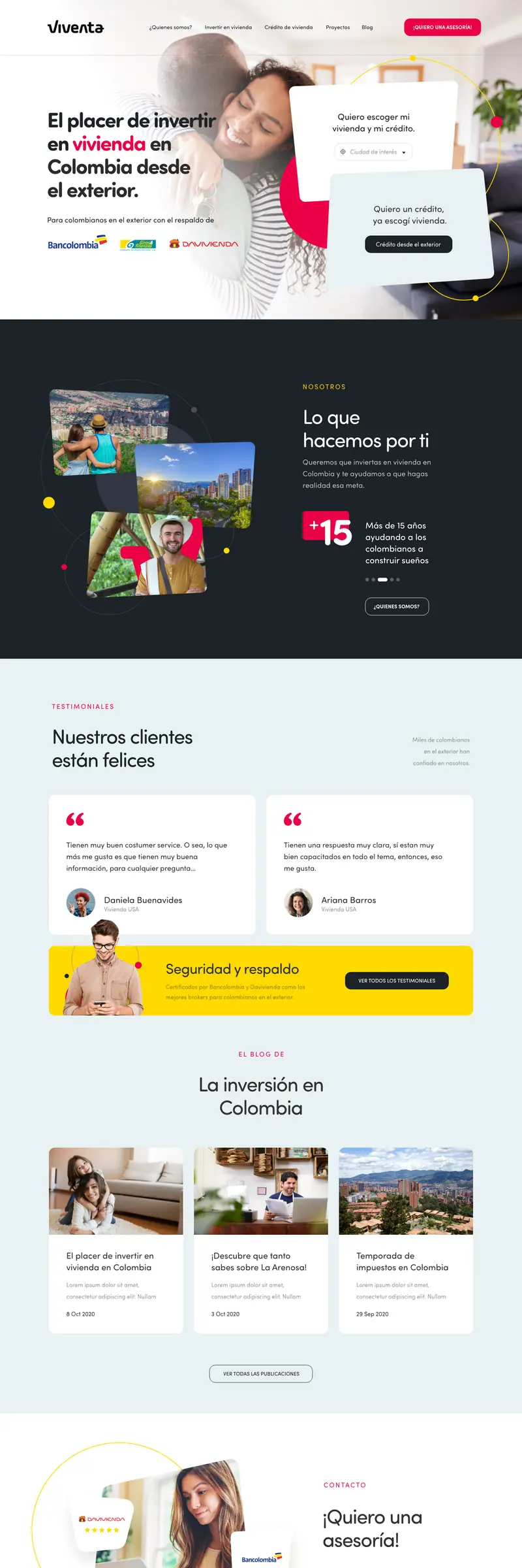 Diseño web completo de Viventa, plataforma inmobiliaria